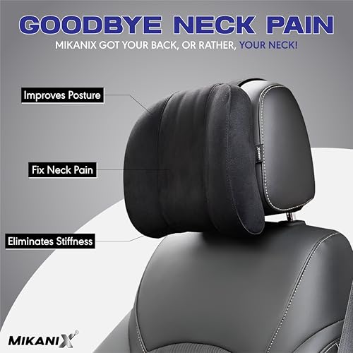 OBEROI'S TRADERS Car Headrest Pillow | Polyfill Fiber Cotton Neck/Head Support Cushion | Ergonomic Travel Headrest | Comfortable Car Seat Pillow | Breathable Soft Cover | Universal Fit (Black) - Image 4