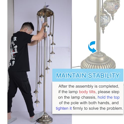 Hortsun Turkish Lamp Moroccan Floor Lamp Handmade Globe Living Floor Lighting Bohemia Standing Lighting for Decorative Home Designs(Floor,11 Globes Style) - Image 4