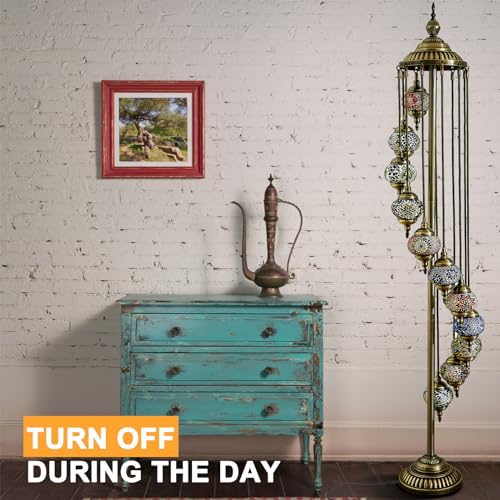 Hortsun Turkish Lamp Moroccan Floor Lamp Handmade Globe Living Floor Lighting Bohemia Standing Lighting for Decorative Home Designs(Floor,11 Globes Style) - Image 5