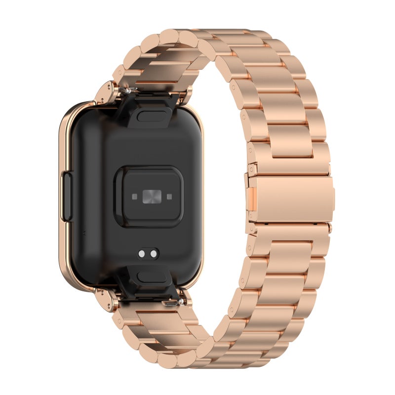 For Xiaomi Redmi Watch2 Lite International Version 2 In 1 Three-Bead Metal Watch Band With Watch Frame(Rose Gold) - Image 5