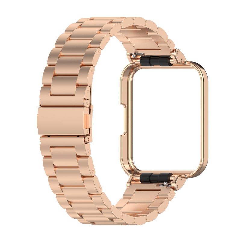 For Xiaomi Redmi Watch2 Lite International Version 2 In 1 Three-Bead Metal Watch Band With Watch Frame(Rose Gold) - Image 2