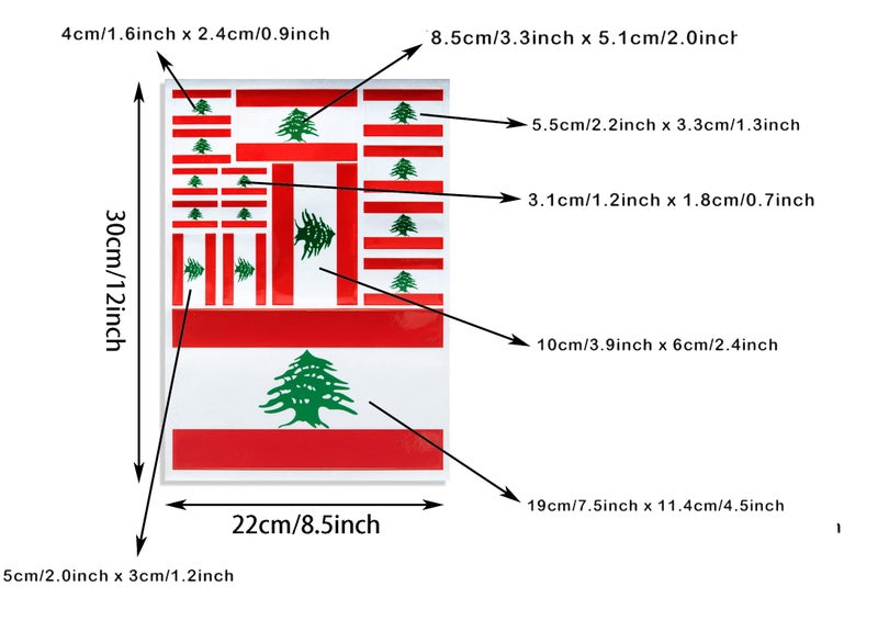 Generic CANTENDO 3Pack Lebanon Flag Decal - Lebanese Flags Reflective Vinyl Car Stickers - for Car Window Bumper Waterproof Sticker (12 x 8.5 Inch)  - Image 2