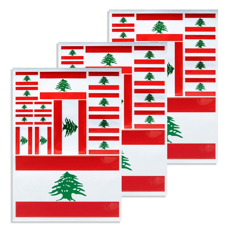 Generic CANTENDO 3Pack Lebanon Flag Decal - Lebanese Flags Reflective Vinyl Car Stickers - for Car Window Bumper Waterproof Sticker (12 x 8.5 Inch)  - Image 1