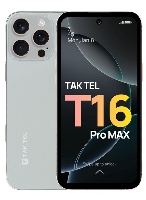 T16 Pro MAX Android Smartphone, 12GB RAM-128GB Storage, 16MP AI Dual Camera Ultra Sharp FHD+ Display (GREY)