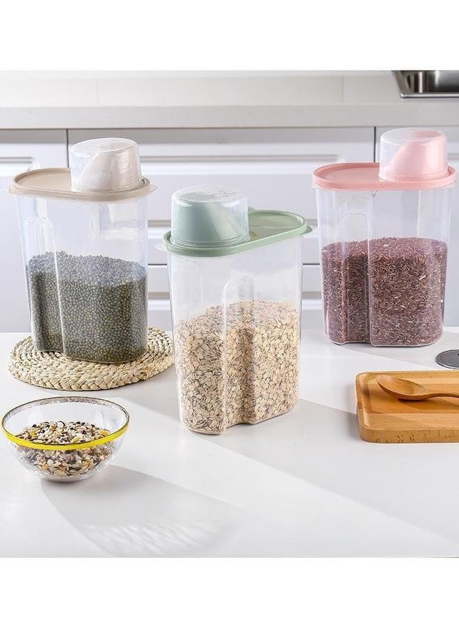 SKY-TOUCH 4Pcs Food Storage Containers 2.5L Cereal Containers With Measuring Cup Kitchen Pantry Airtight Plastic Storage Organizer Food Grade And Bpa Free For Cereal Dry Food Flour And Sugar - Image 2