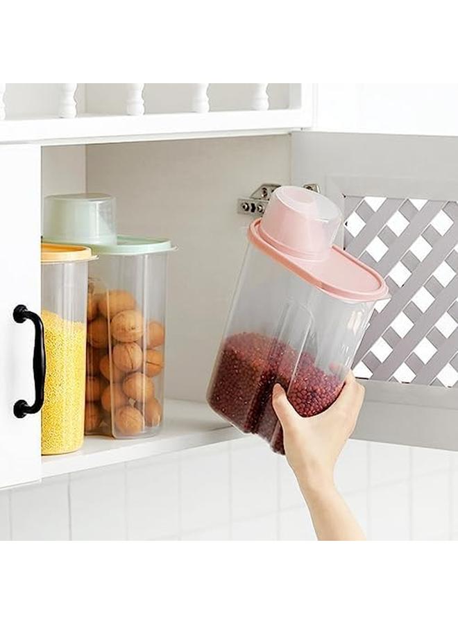 SKY-TOUCH 4Pcs Food Storage Containers 2.5L Cereal Containers With Measuring Cup Kitchen Pantry Airtight Plastic Storage Organizer Food Grade And Bpa Free For Cereal Dry Food Flour And Sugar - Image 3