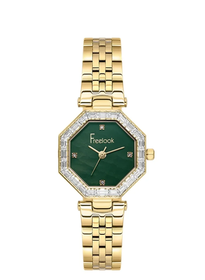 Freelook Paris Freelook - Lumiere Women's Watch | Steel Case | Stainless Steel Band | Dark Green & Hexagonal Dial | Analog | Japanese Quartz | Mineral Glass | Premium Luxury Watch | Ideal Gift | Water Resistant 50 Meters