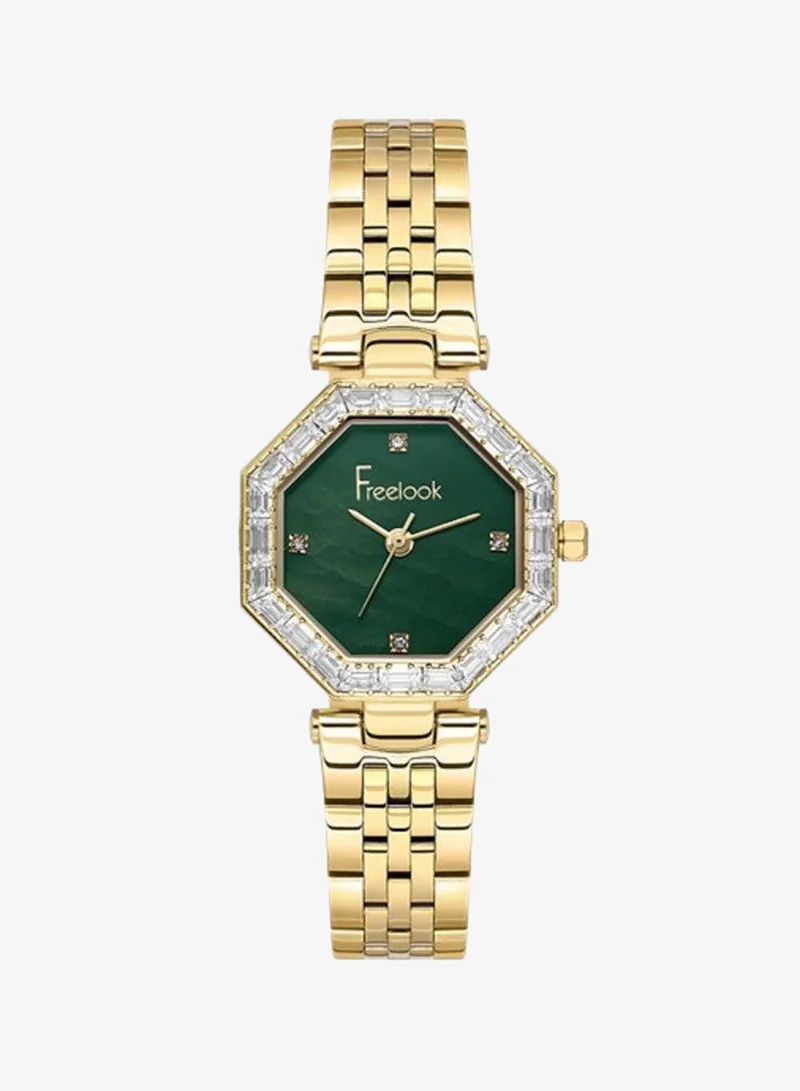 Freelook Paris Freelook - Lumiere Women's Watch | Steel Case | Stainless Steel Band | Dark Green & Hexagonal Dial | Analog | Japanese Quartz | Mineral Glass | Premium Luxury Watch | Ideal Gift | Water Resistant 50 Meters