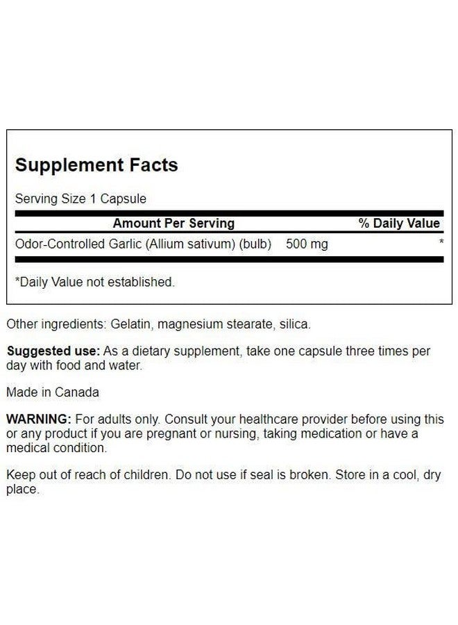 Swanson Best Garlic Odor-Cont 500 MG 100 Cap - Image 2