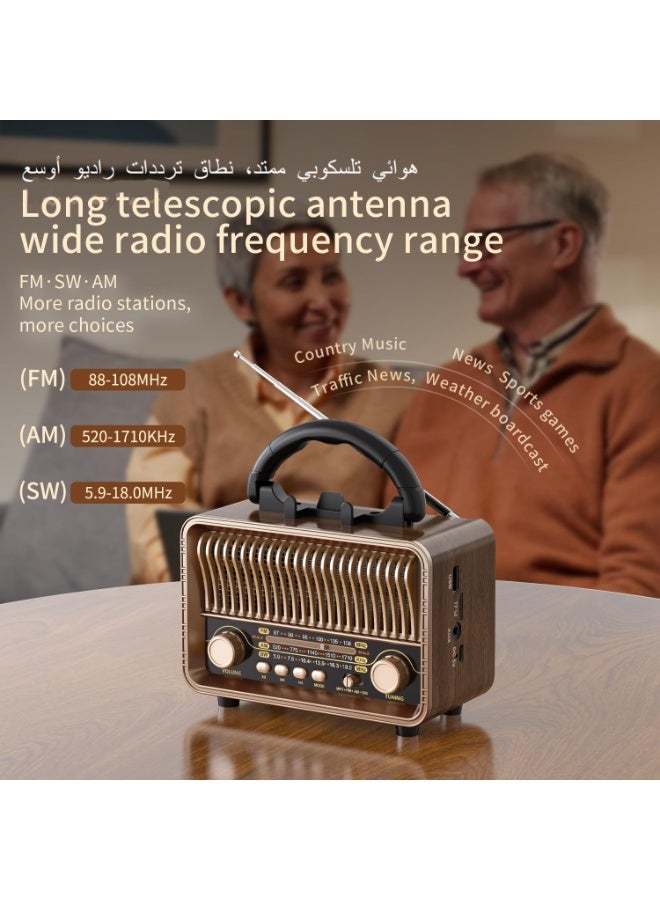 XICEN Retro Vintage Radio FM AM SW, Portable Transistor Radio Support Mirco-SD/TF Card/ AUX/ USB Player, Bluetooth Speaker for Home/Outdoor, Battery Powered & Rechargeable - Image 3