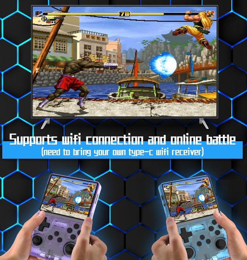 DIGI CORE R40S PRO Handheld Game Console 30000 Games in 1, 3.5 Inch IPS Screen Retro Gaming Console with 256GB TF Card, RK3326 Quad-Core, Dual Joysticks, Portable Arcade Player  3800mAh Battery 45 Simulators for Kids & Adults Blue - Image 3