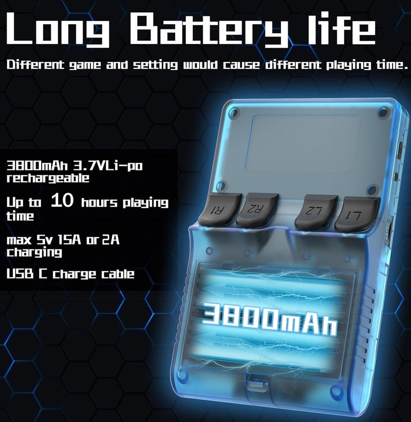 DIGI CORE R40S PRO Handheld Game Console 30000 Games in 1, 3.5 Inch IPS Screen Retro Gaming Console with 256GB TF Card, RK3326 Quad-Core, Dual Joysticks, Portable Arcade Player  3800mAh Battery 45 Simulators for Kids & Adults Blue - Image 4