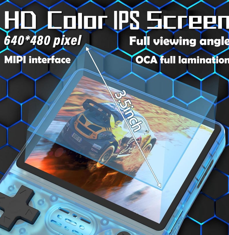 DIGI CORE R40S PRO Handheld Game Console 30000 Games in 1, 3.5 Inch IPS Screen Retro Gaming Console with 256GB TF Card, RK3326 Quad-Core, Dual Joysticks, Portable Arcade Player  3800mAh Battery 45 Simulators for Kids & Adults Blue - Image 5