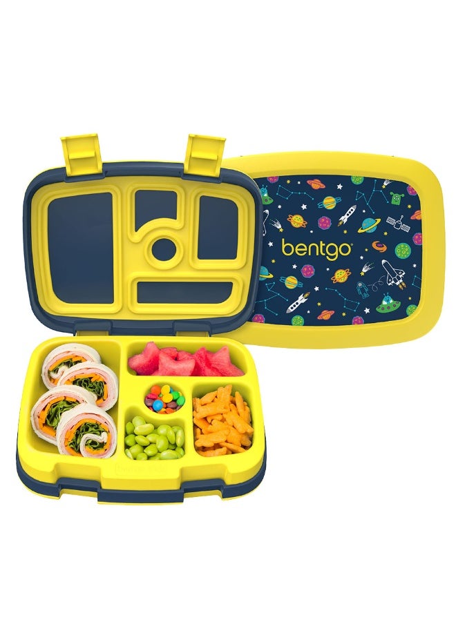 Bentgo Kids Prints Leak Proof, 5 - Compartment Bento - Style Kids Lunch Boxideal Portion Sizes For Ages 3 To 7Bpa - Free, Dishwasher Safe , Food - Safe Materials (Space)  - Image 2
