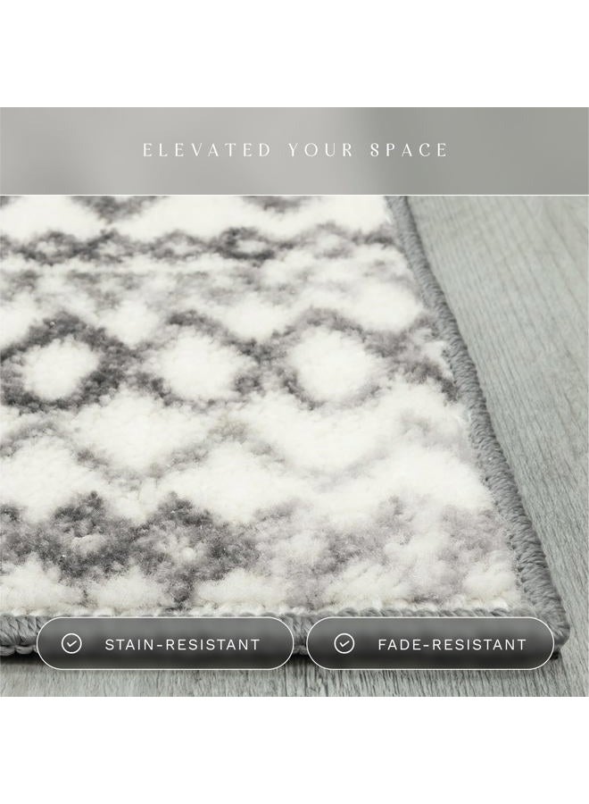 Maples Rugs Abstract Diamond Modern Distressed Non Slip Runner Rug For Hallway Entry Way Floor Carpet [Made in USA], 2 x 6, Neutral - Image 4