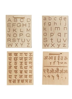 Generic Dgcrayons Wooden Combo 2 In 1 Both Side Capital & Small Alphabets And Hindi Consonant & Vowels With Matra Set Of 2 Board Handwriting Practice Tracing Slate Board With Dummy Pencil For Boys, Girls  - Image 1