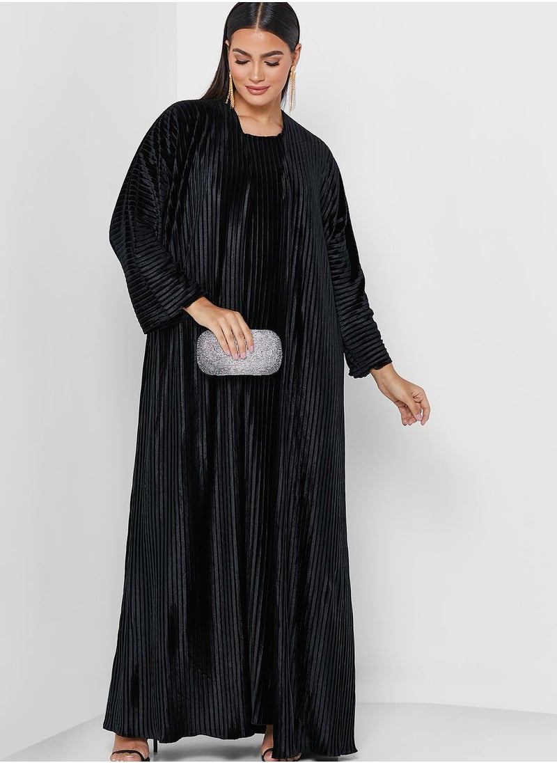 Khizana - Textured Abaya With Inner & Sheila - Image 1