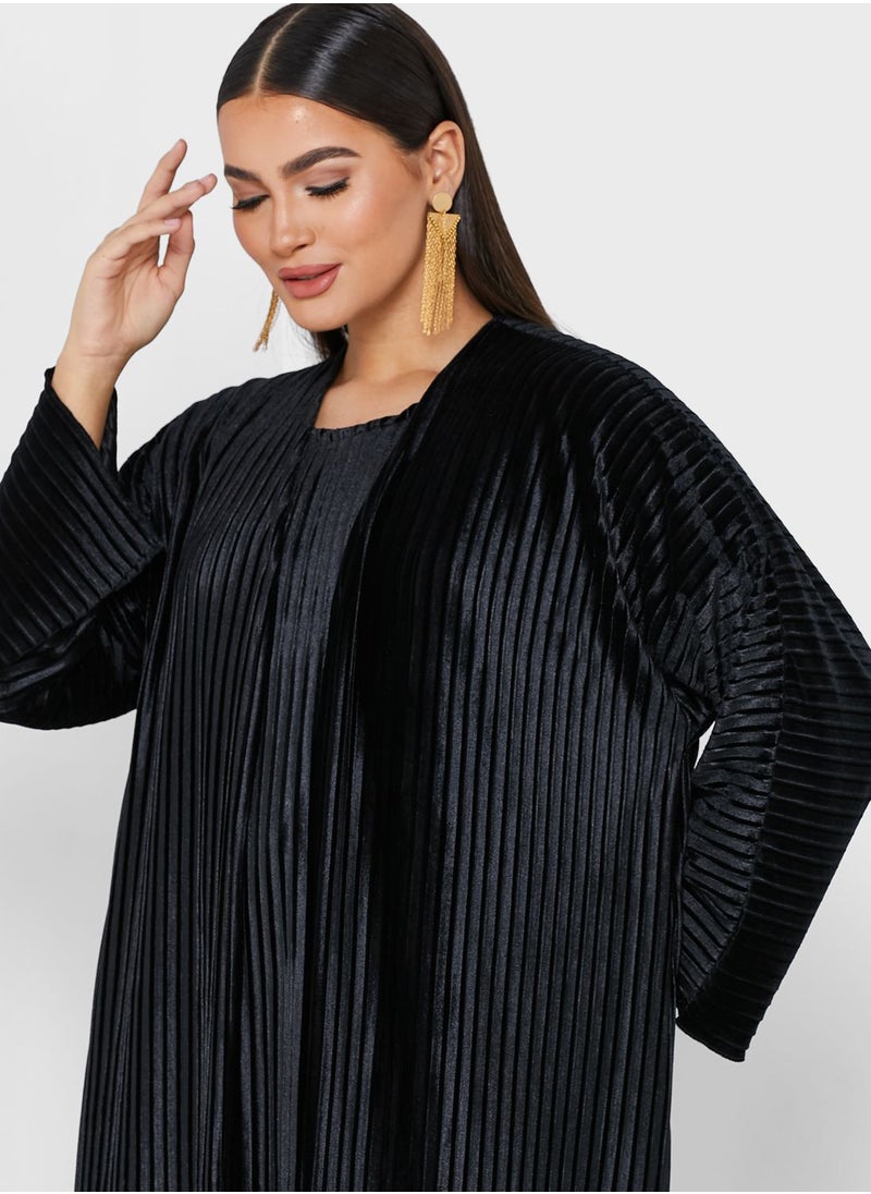 Khizana - Textured Abaya With Inner & Sheila - Image 1