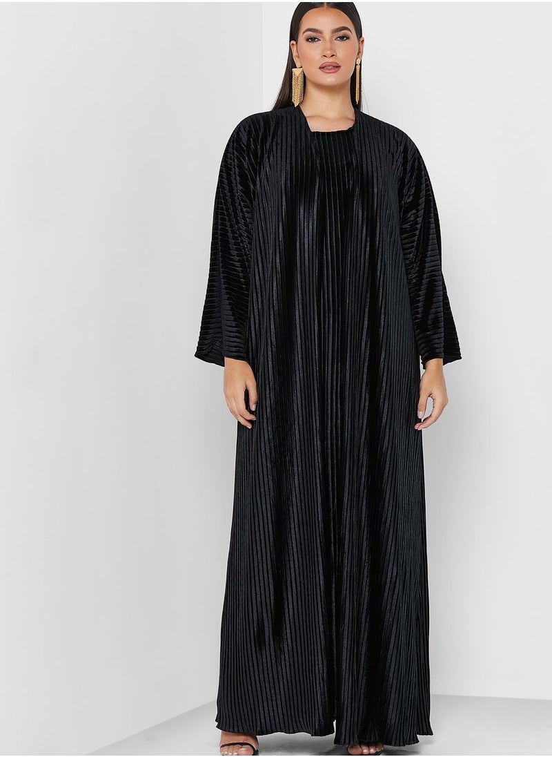 Khizana - Textured Abaya With Inner & Sheila - Image 1