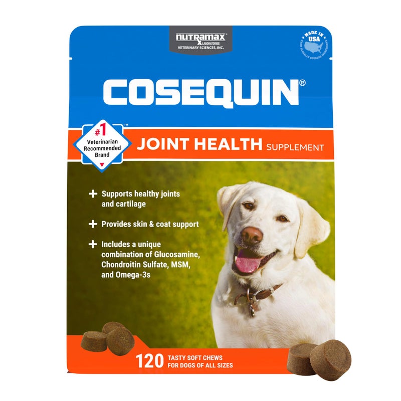 Nutramax Laboratories Nutramax Cosequin for Dogs Joint Health Supplement, Contains Glucosamine, Plus Chondroitin, MSM and Omega-3s, Supports Joint and Skin and Coat Health, Soft Chews, 120 Count - Image 1