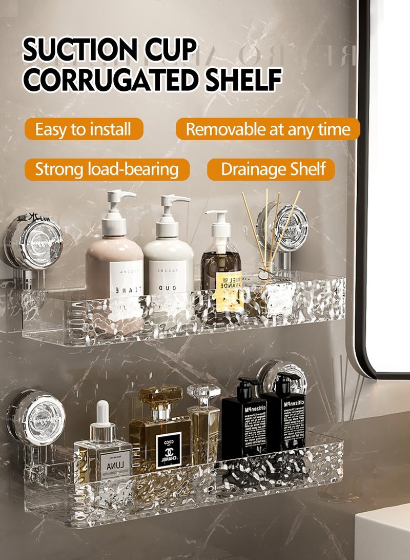 BEIRUI 2pcs suction cup shower rack, no need to drill holes for wall hanging, portable detachable shower rack, wall mounted storage, lightweight luxury style acrylic storage wall rack, with 6 hooks, suitable for bathrooms and kitchens - Image 2