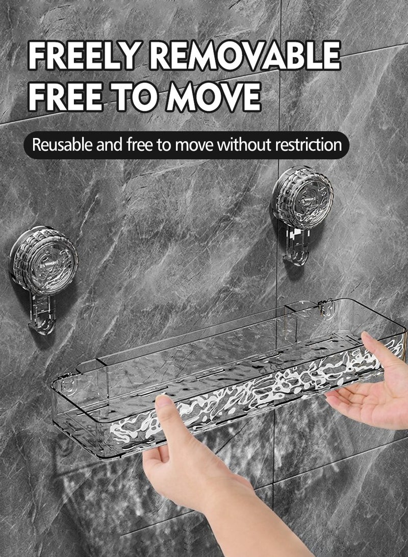 BEIRUI 2pcs suction cup shower rack, no need to drill holes for wall hanging, portable detachable shower rack, wall mounted storage, lightweight luxury style acrylic storage wall rack, with 6 hooks, suitable for bathrooms and kitchens - Image 5