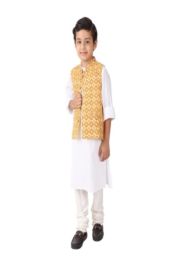 Fabindia Kids Printed Nehru Jacket Silk_6-8Y - Image 5