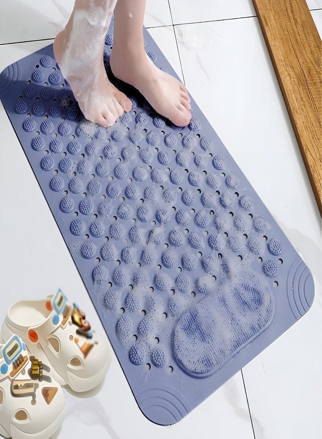 KRIGIYO Non-Slip Shower Mat with Drain Hole, Suction Cups for Floor Safety, Bath Foot Scrubber Massage Mat, Durable and Comfortable, Keeps Your Bathroom Clean and Dry (Grey) - Image 2