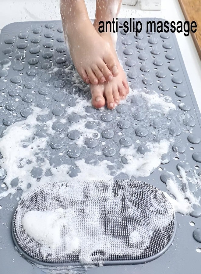 KRIGIYO Non-Slip Shower Mat with Drain Hole, Suction Cups for Floor Safety, Bath Foot Scrubber Massage Mat, Durable and Comfortable, Keeps Your Bathroom Clean and Dry (Grey) - Image 5