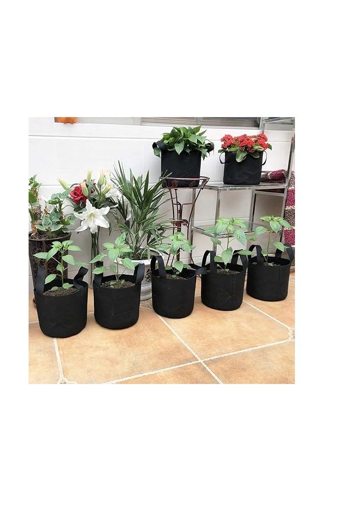 5-Pack 7 Gallon Grow Bags Heavy Duty Thickened Nonwoven Fabric Pots with Handles and Water Absorbing Ropes - Image 2