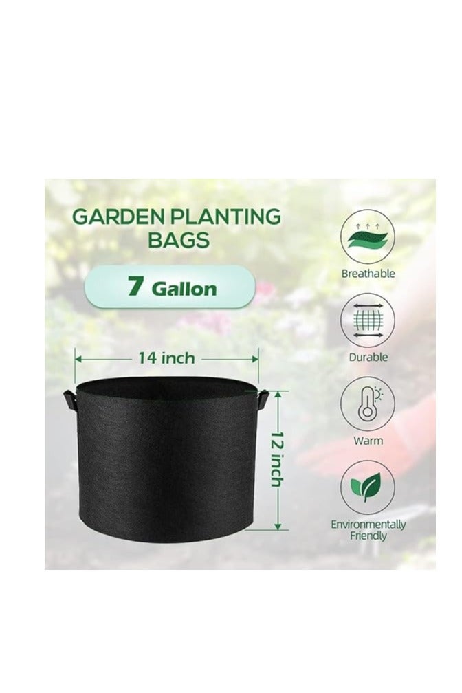 5-Pack 7 Gallon Grow Bags Heavy Duty Thickened Nonwoven Fabric Pots with Handles and Water Absorbing Ropes - Image 4