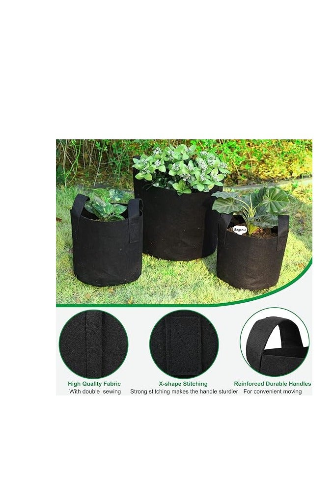 5-Pack 7 Gallon Grow Bags Heavy Duty Thickened Nonwoven Fabric Pots with Handles and Water Absorbing Ropes - Image 3