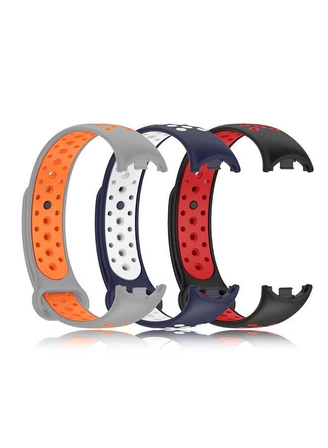 HY Replacement Band for Xiaomi Mi Band 8 Straps Two Toned | Porous | Breathable | Multi Air Holes Design | Fashion Sporty Watch Bands, for Xiaomi Mi Band 8 (3 Pcs)  - Image 2