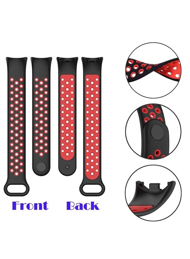HY Replacement Band for Xiaomi Mi Band 8 Straps Two Toned | Porous | Breathable | Multi Air Holes Design | Fashion Sporty Watch Bands, for Xiaomi Mi Band 8 (3 Pcs)  - Image 3