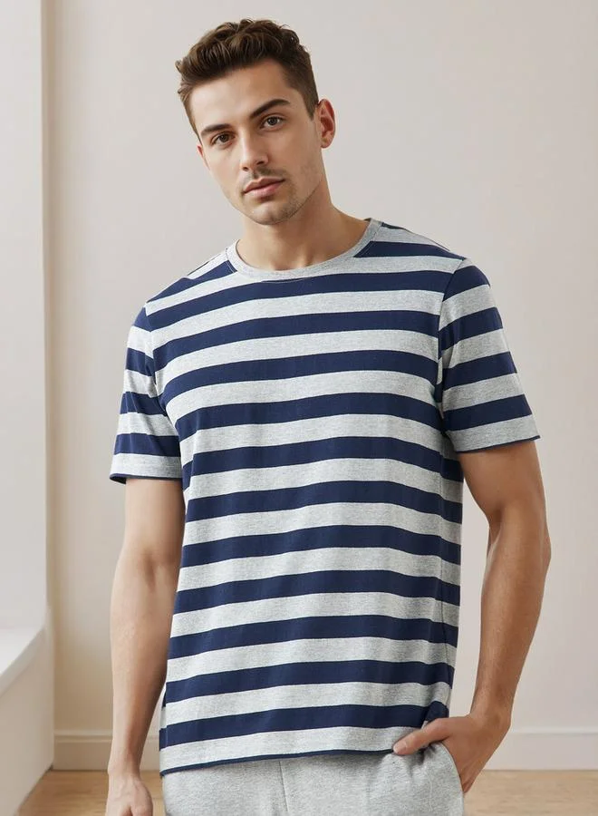 Splash FAV Men Cotton Striped Drawstring Closure Nightwear Set
