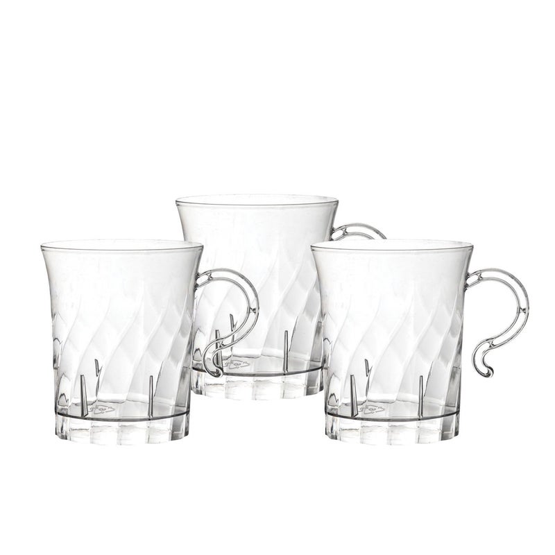 Party Essentials 10 Count Hard Plastic Swirled CoffeePunch Bowl Cups 8 oz Clear