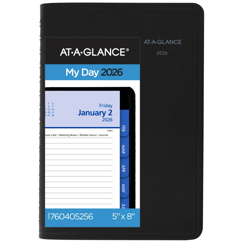 AT-A-GLANCE 2026 Appointment Book Planner, Daily & Monthly, 5" x 8", Small, QuickNotes, Black (76040526) - Image 1