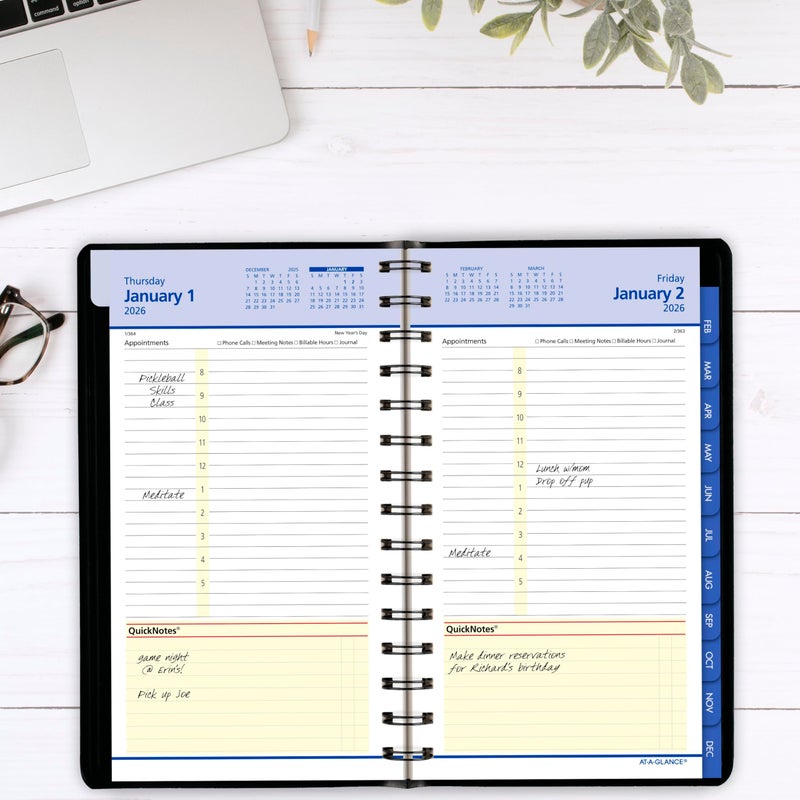AT-A-GLANCE 2026 Appointment Book Planner, Daily & Monthly, 5" x 8", Small, QuickNotes, Black (76040526) - Image 2