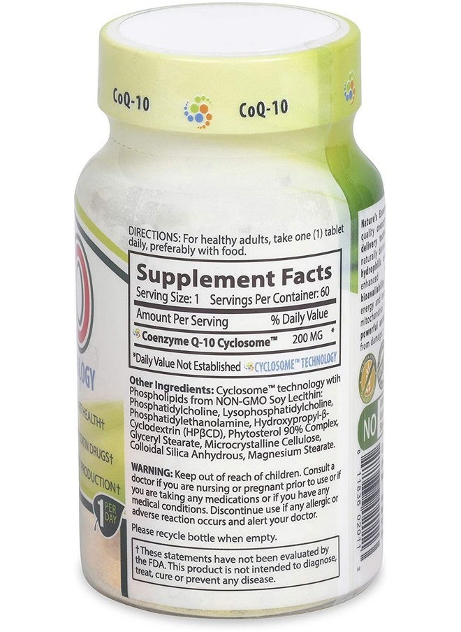 نايتشرز إسينشالز NATURE'S ESSENTIALS CoQ-10 200mg | دعم صحة القلب والطاقة الخلوية | توصيل الليبوسومات السيكلوزومية المتقدمة | غير معدل وراثيًا، خالٍ من الغلوتين، نباتي | 60 قرصًا  - Image 2