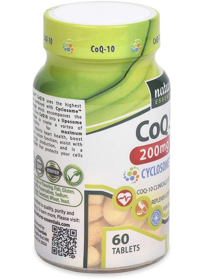 نايتشرز إسينشالز NATURE'S ESSENTIALS CoQ-10 200mg | دعم صحة القلب والطاقة الخلوية | توصيل الليبوسومات السيكلوزومية المتقدمة | غير معدل وراثيًا، خالٍ من الغلوتين، نباتي | 60 قرصًا  - Image 5