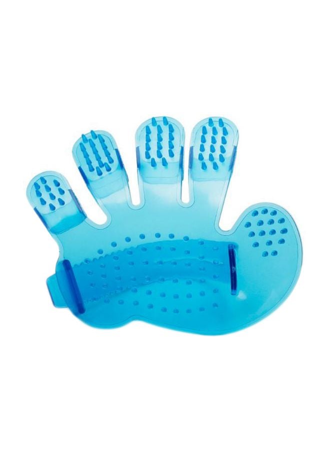 2-In-1 Massage Glove With Cleaning Comb Blue
