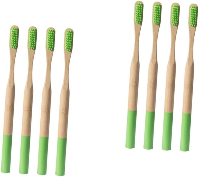 Nolitoy Grass Green Soft Bristles Toothbrushes 8 Pack Individually Wrapped Ergonomic Handle - Image 2