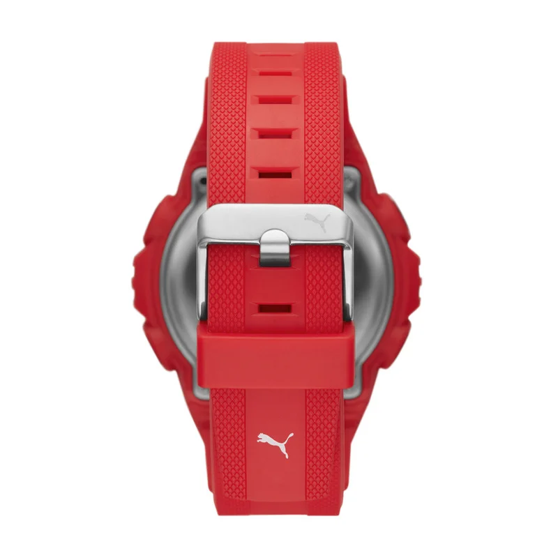 PUMA Bold 45mm Men's Digital Watch with Red Plastic Strap