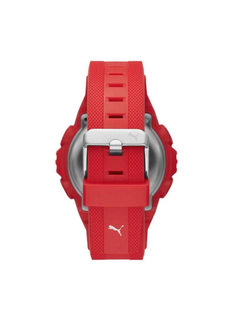 بوما Digital Mechanical Watch for Men With Red Plastic Band- 10 ATM - PU P5040