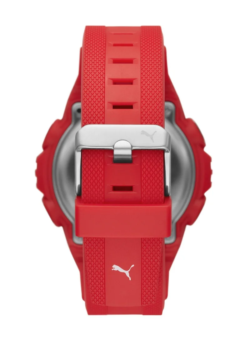 PUMA Bold 45mm Men's Digital Watch with Red Plastic Strap