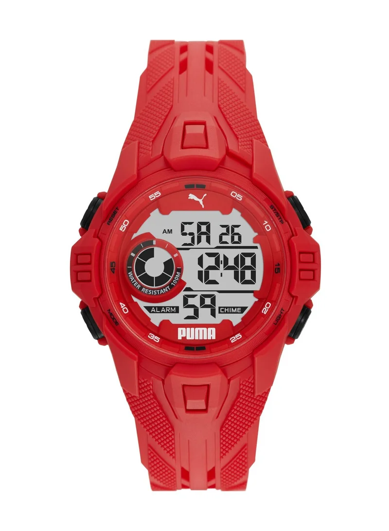 PUMA Bold 45mm Men's Digital Watch with Red Plastic Strap