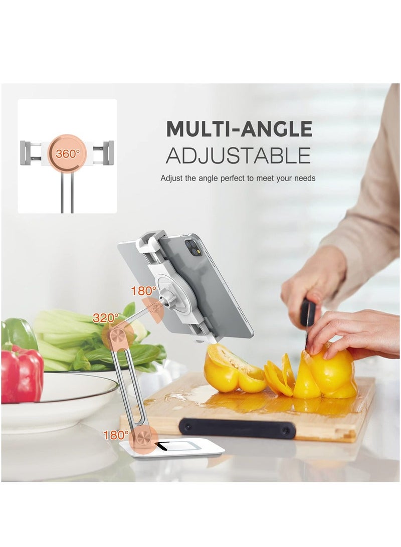 Y&D Tablet Stand, Adjustable Dock, 360 Degree Rotating Desktop Mount Dock Compatible with iPad Pro 9.7, 10.5, 12.9, Air, Mini 2 3 4, for Kindle, Galaxy Tab, E-Reader (4-13"), Silver - Image 4