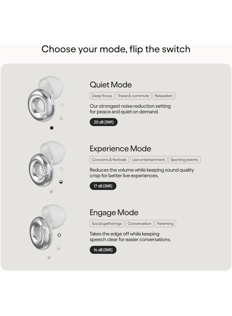 Loop Switch 2 Adjustable Ear Plugs – 3 Noise Relief Modes For Ultimate Control | Flexible Noise Reduction Earplugs For Focus, Travel, Socializing, Festivals & More | 20-26 dB (SNR) Noise Reduction - Image 1