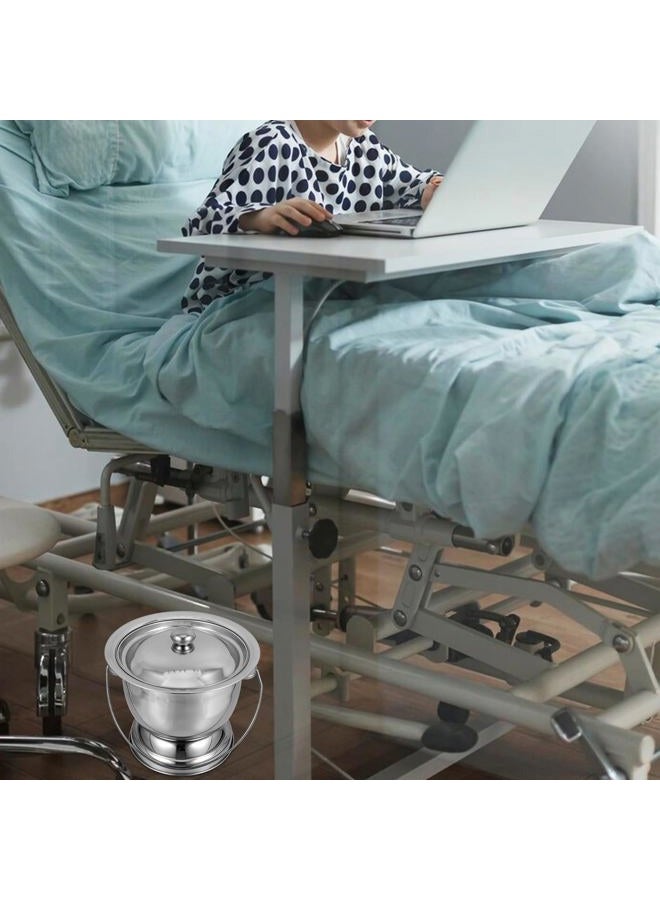 Hemoton Stainless Steel Urinal Pot with Lid 9.8 Inch Covered Night Urinal Portable Bedpan for Elderly Pregnant Women Children Home Travel Use - Image 2