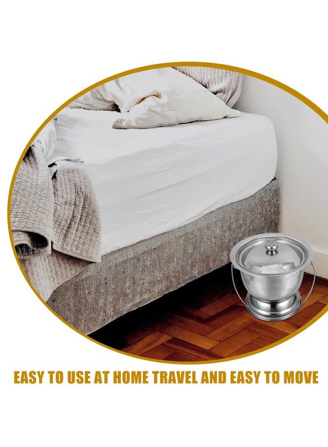 Hemoton Stainless Steel Urinal Pot with Lid 9.8 Inch Covered Night Urinal Portable Bedpan for Elderly Pregnant Women Children Home Travel Use - Image 5